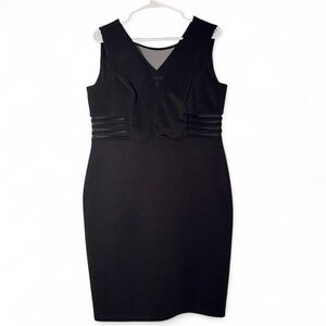 Black bodycon dress with sheer band detailing